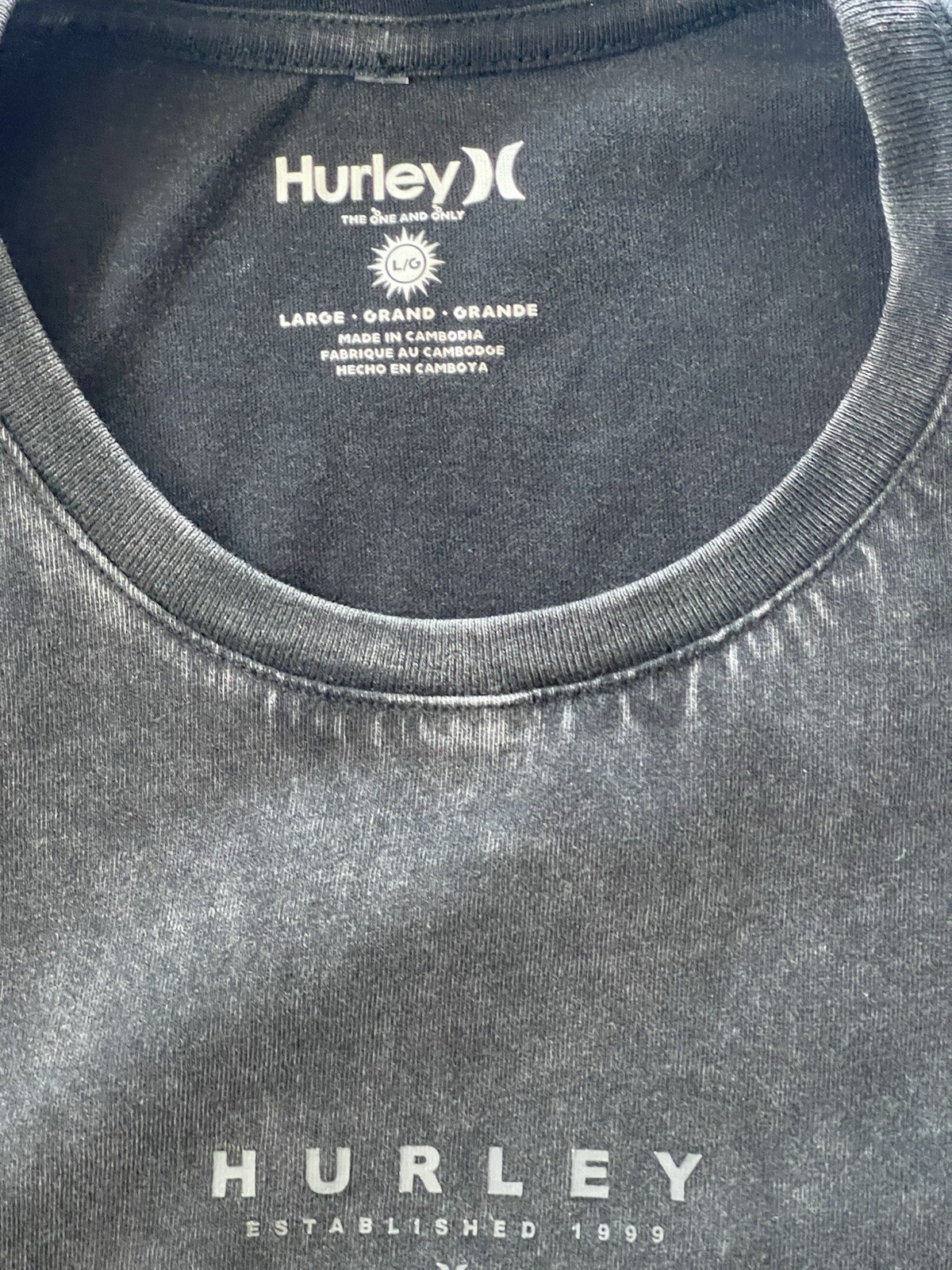 Hurley Men’s Large Black Washed Sleeveless Tank Top Logo Graphic Cotton NWT gallery