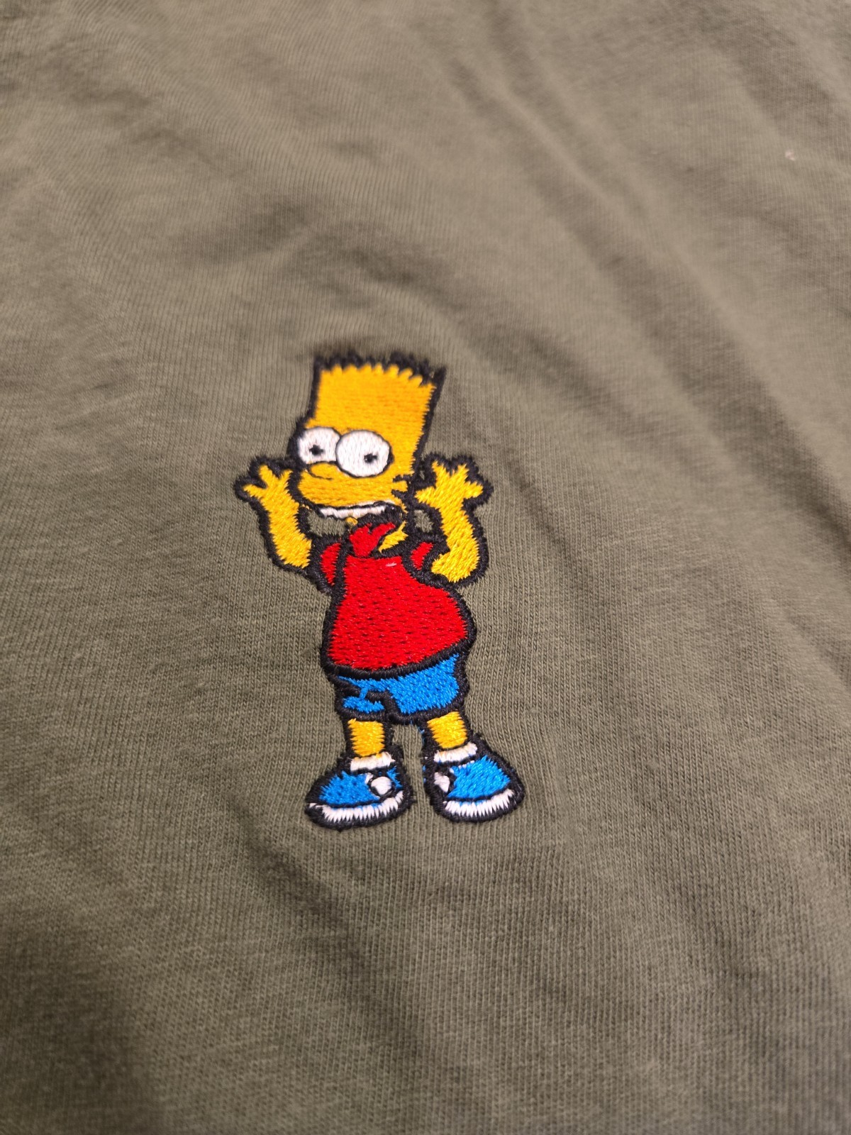 Vintage Bart Simpson Embroidered T-Shirt Green Fox Men's Size Large gallery