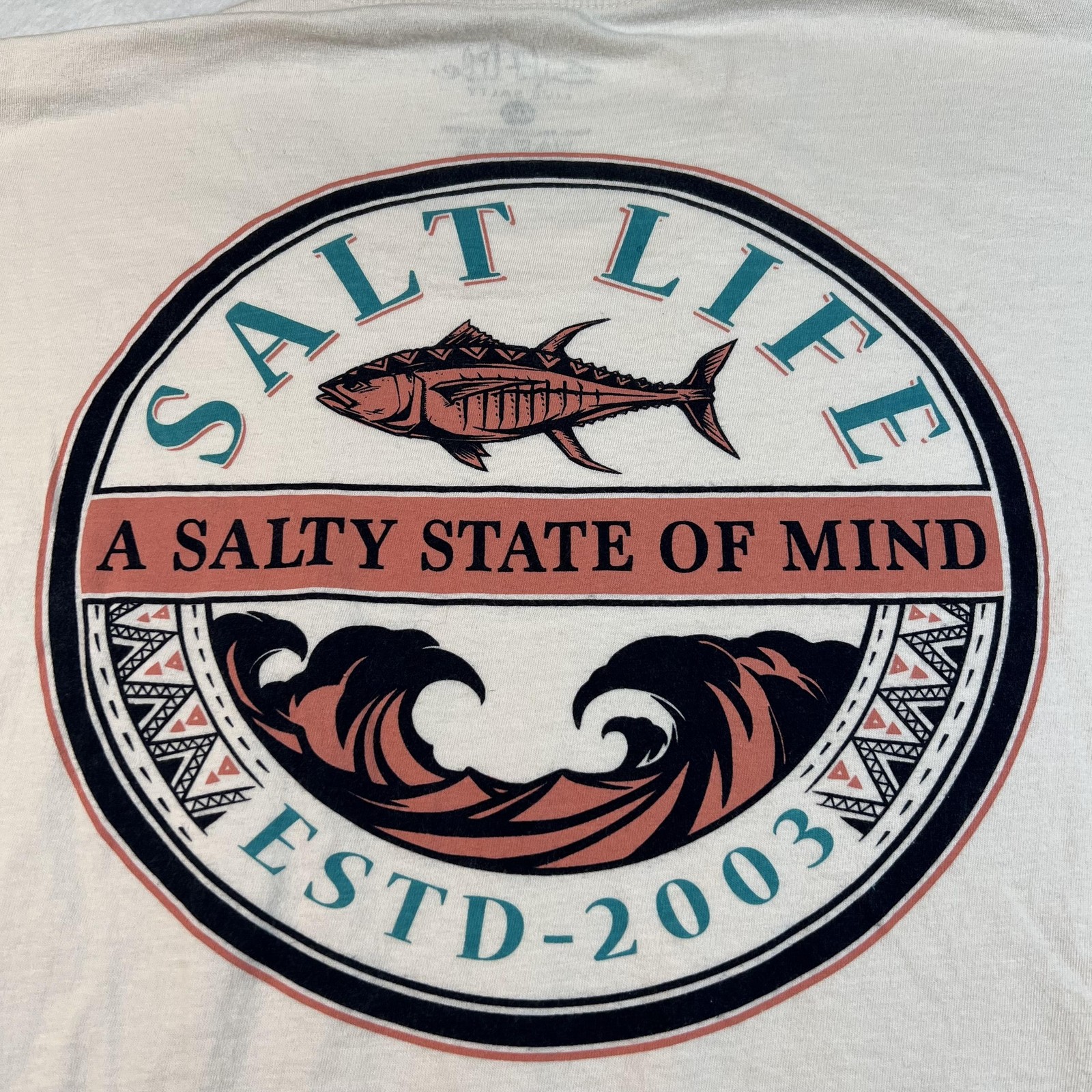 Salt Life Pocket Shirt Mens XL Beige Short Sleeve Salty State Of Mind Graphic T gallery