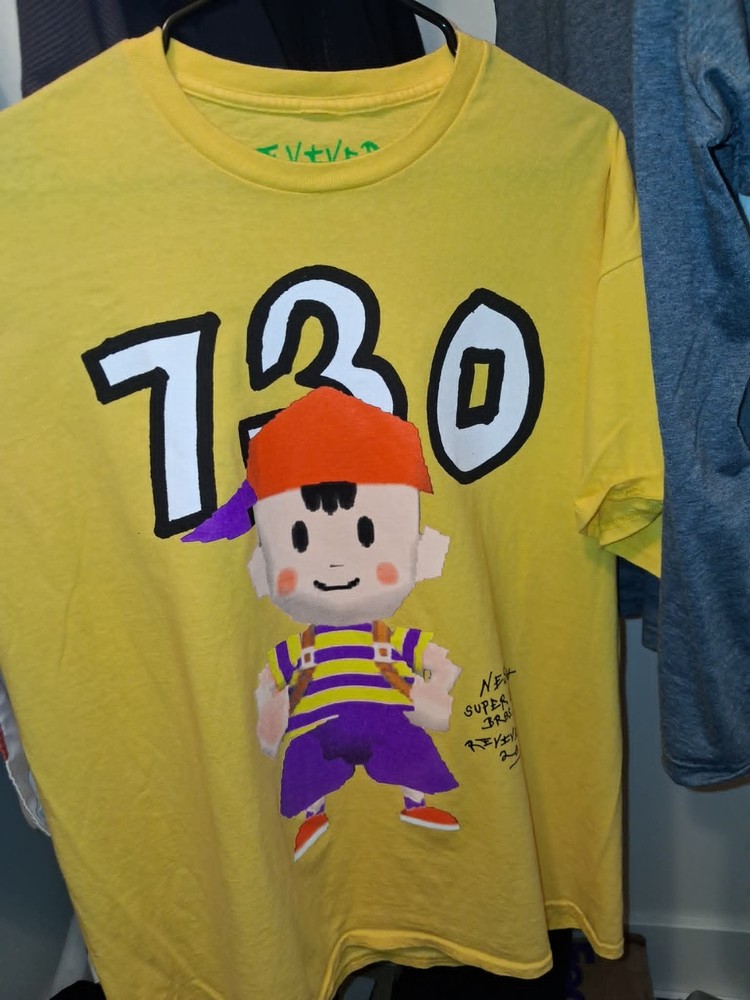 Asspizza Ness Super Smash Bros 64 Revived Yellow Tee Size XL Fast Shipping ☑️