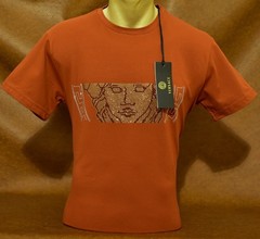 Men’s Versace Medusa Style Rhinestone T-Shirt Rust Luxury Designer US Size XL