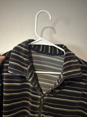 Vintage Levi’s Terry Cloth Stripe Tee Size XL USA 90s Y2K Black Stripes, Zip