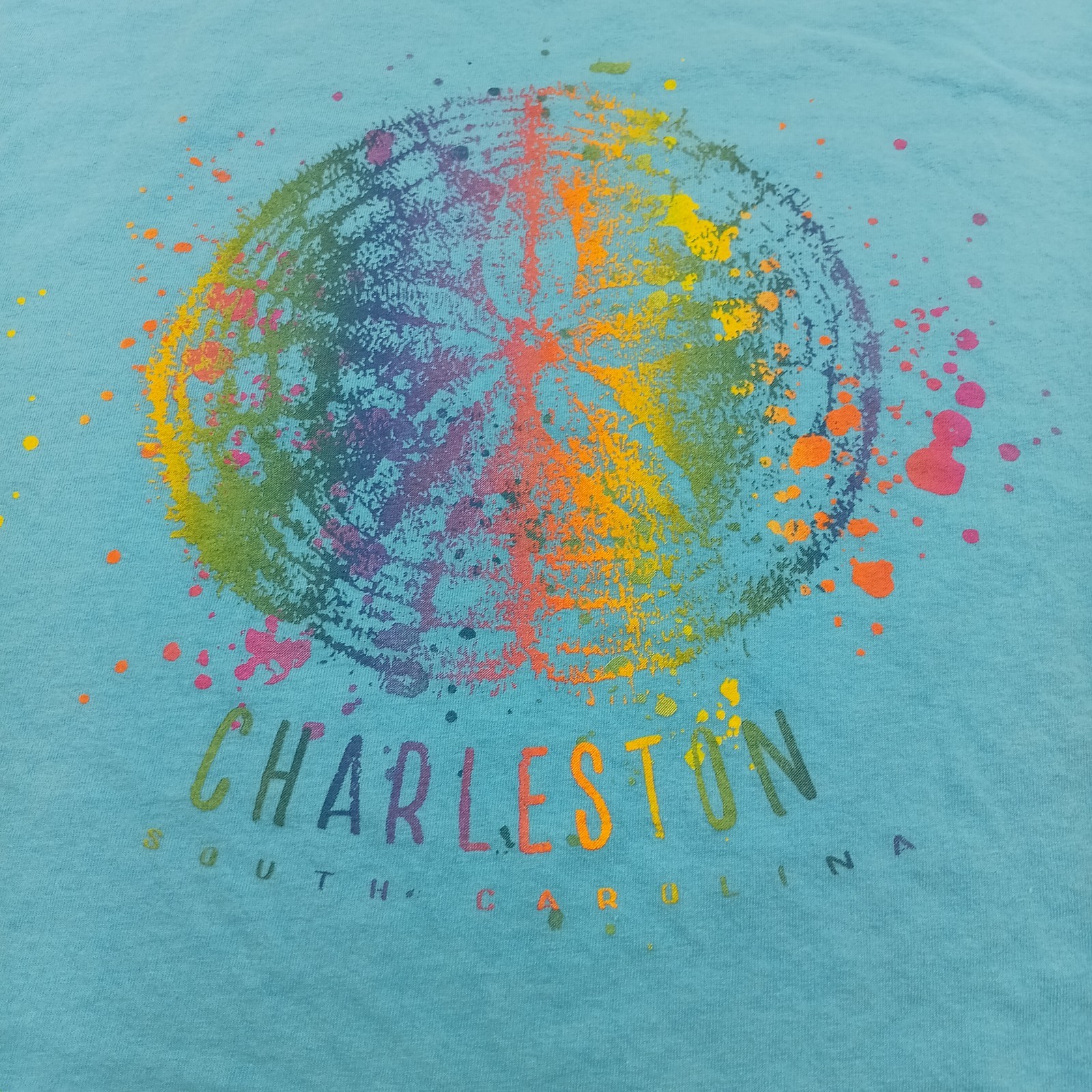 Fruit Of The Loom T Shirt Mens XL Blue Charleston South Carolina Colorful Print gallery