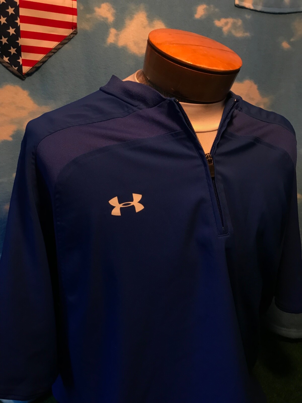 UA under armour hat shirt blue armor 1/4 zip large T-Shirt polyester jacket C11 gallery
