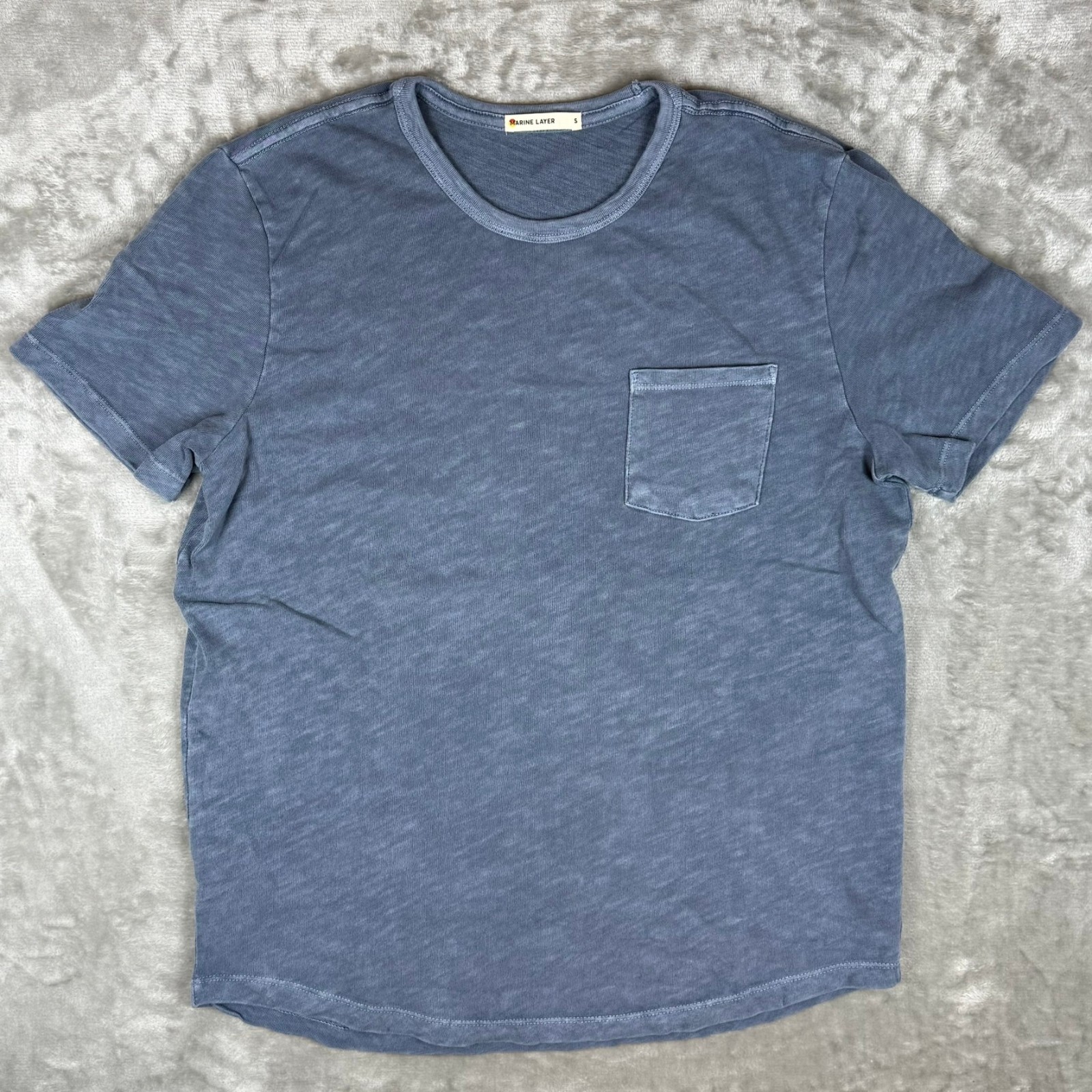 Marine Layer Heavy Slub Pocket Tee T-Shirt Mens Small Indigo Blue $64 New NWOT