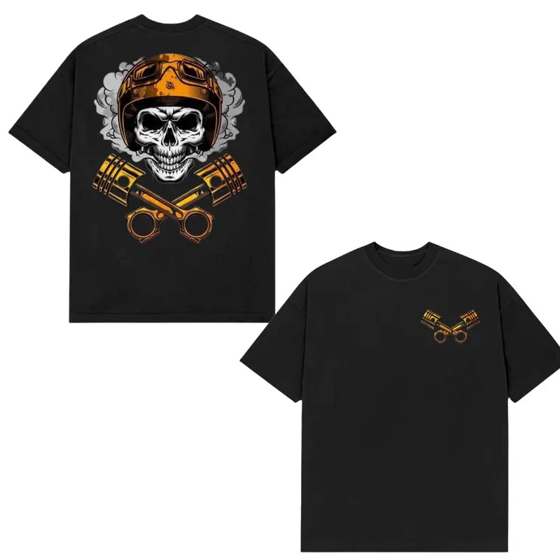 Skull Biker Engine T-Shirt � Motorcycle Rider Mechanic Graphic Tee