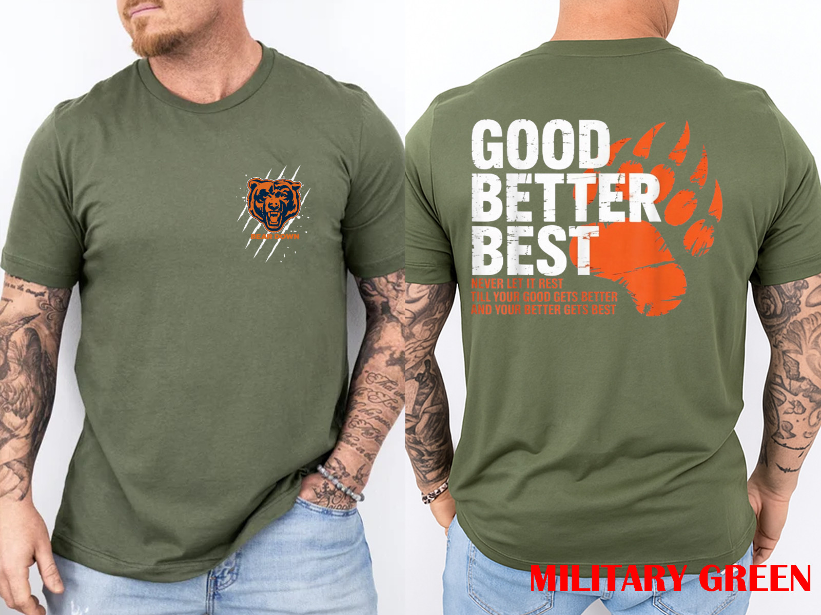 Good Better Best Never Let It Rest Motivation Bear 2-Sided T-Shirt, Size S-5XL gallery