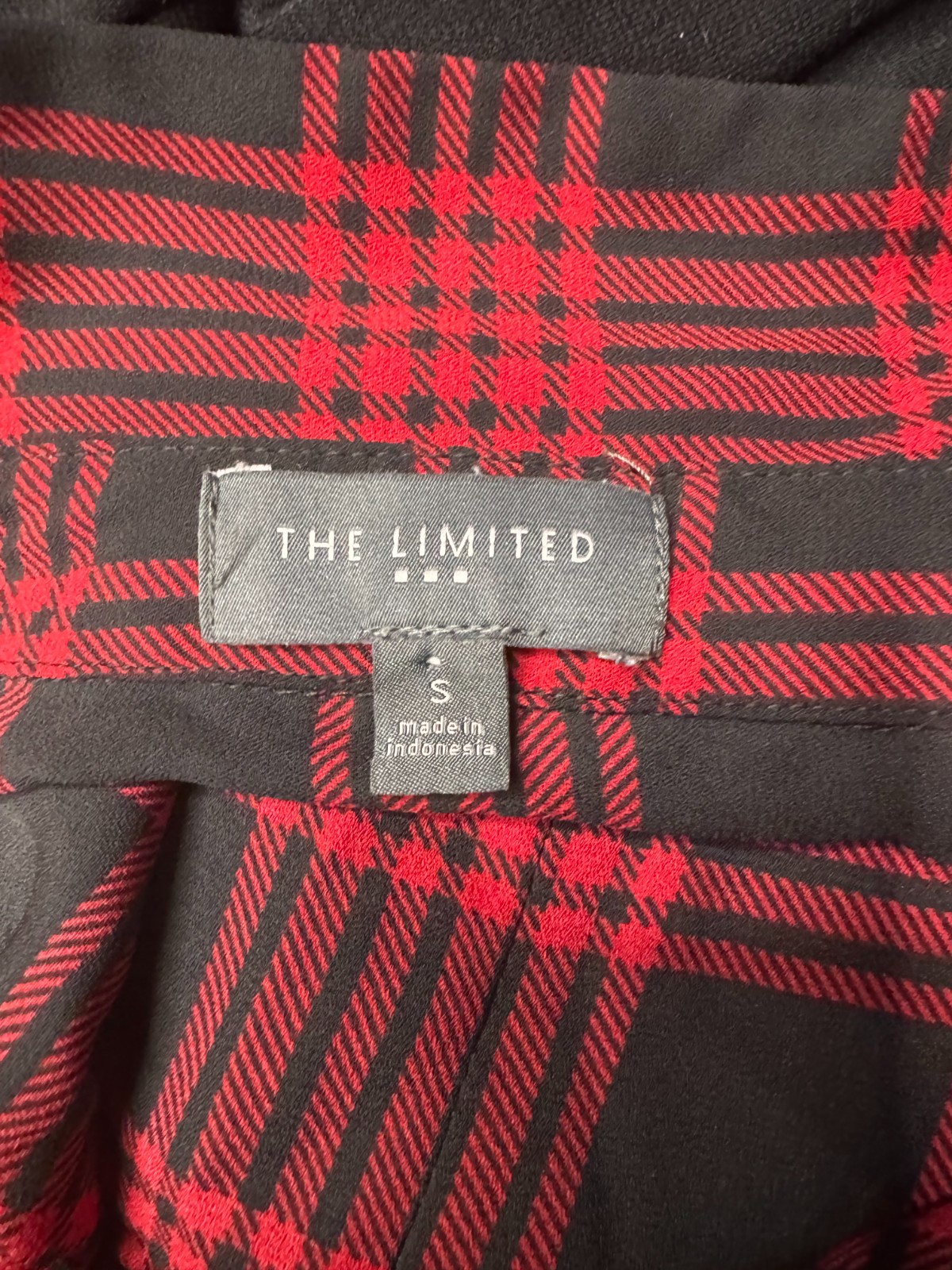 The Limited Women's Plaid Button-Down Blouse in Red & Black S gallery