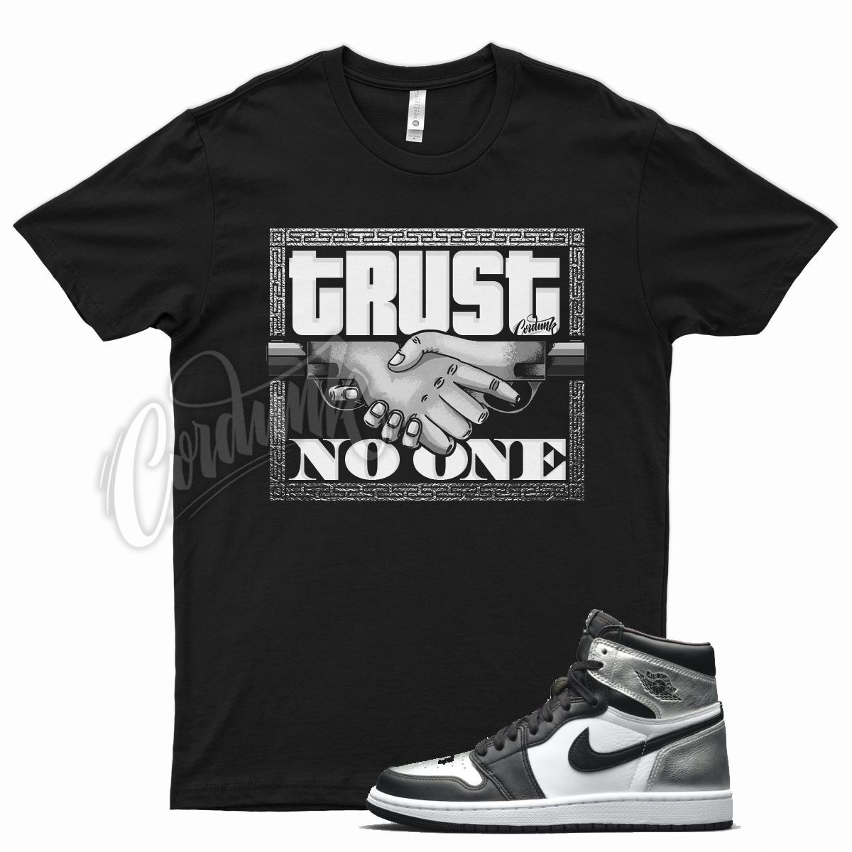 Black TRUST V2 T Shirt to match J1 1 Metallic Silver Toe Air Force Max 90 gallery