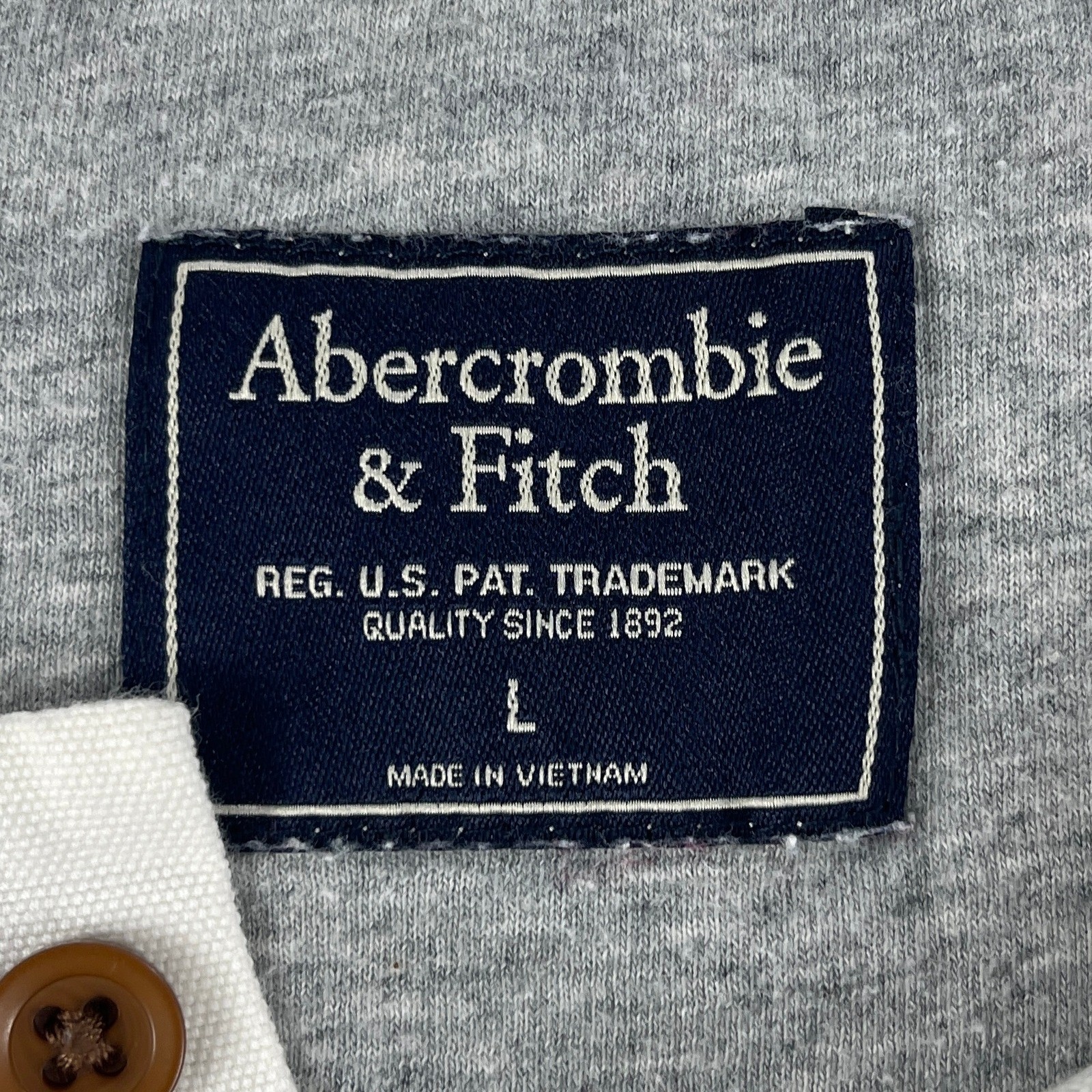 Abercrombie & Fitch Mens Large Gray Henley Long Sleeve Ribbed Knit Shirt gallery