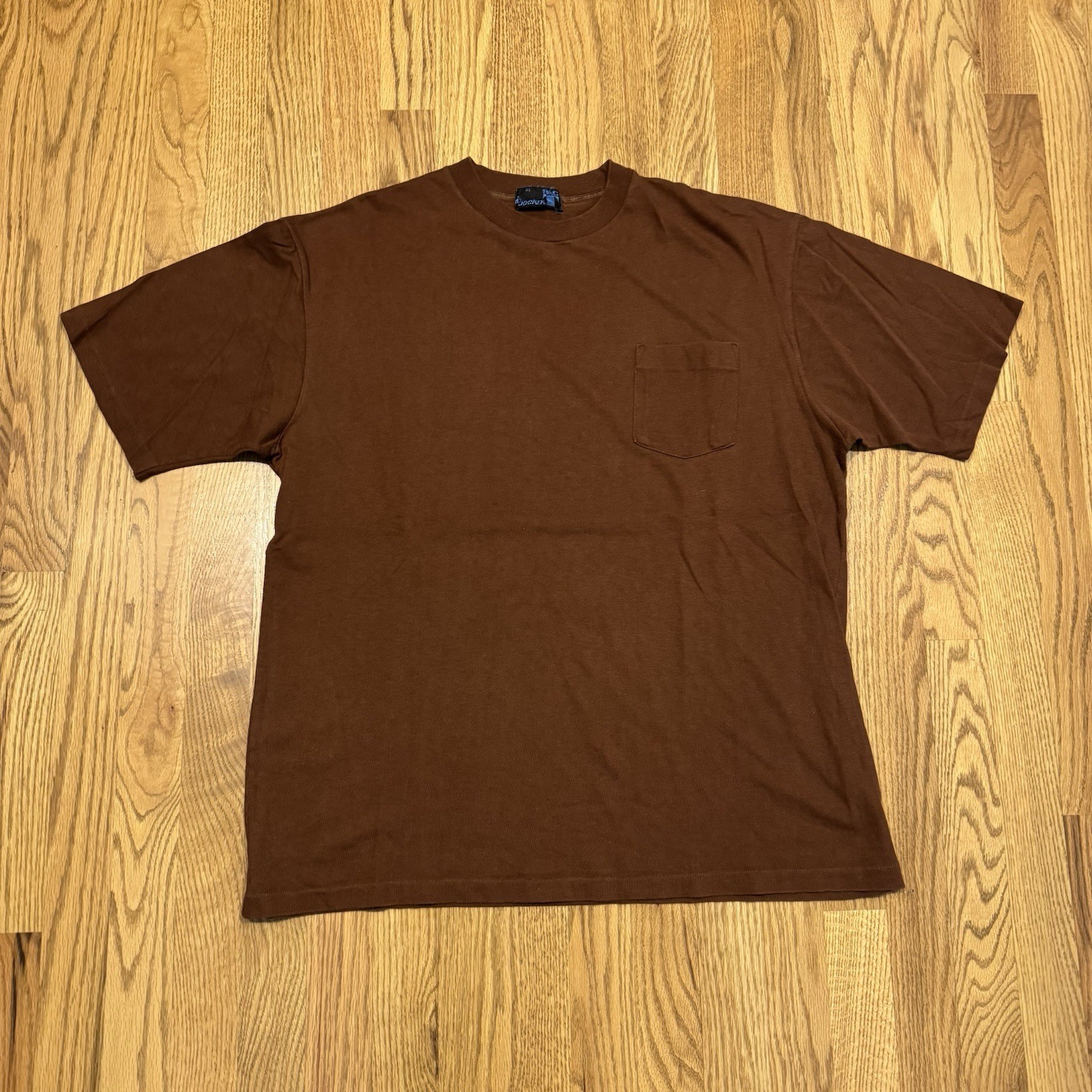 Vintage Jockey Pocket T Shirt Size XL Chocolate Brown Single Stitch USA Vtg gallery