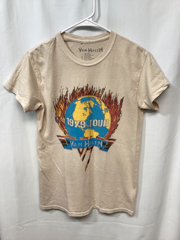 Van Halen World Tour 1979 Beige Small Cotton T Shirt T4