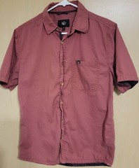 Ten Tree Mens Dark Red Button Up Shirt 100% Organic Cotton Sz Small Sustainable