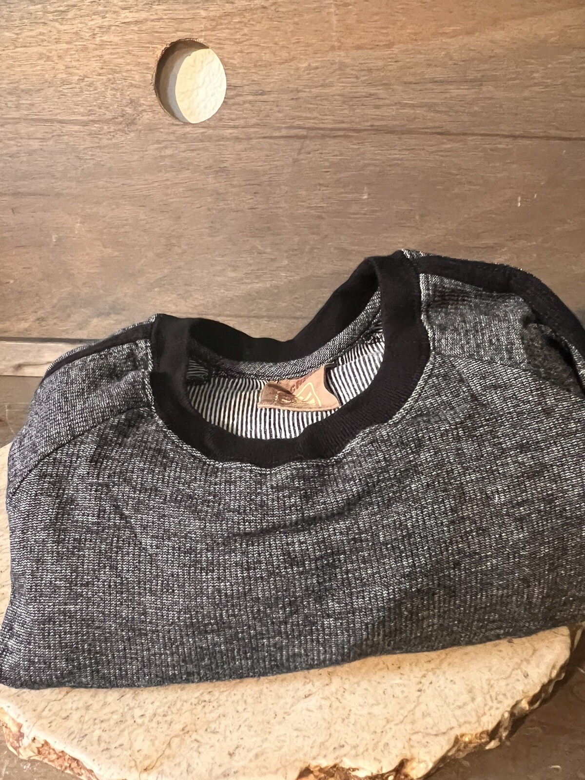 MACHINE PULLOVER LONG SLEEVE RIBBED SHIRT SIZE LARGE GRAY 100% COTTON TEXTURED gallery