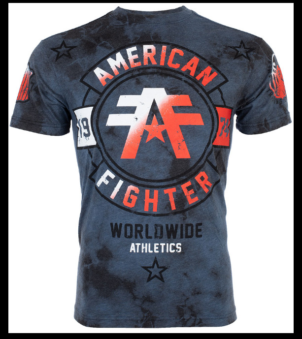 AMERICAN FIGHTER Navy Blue Tie SILVERLAKE Athletic Graphic T-shirt NWT gallery