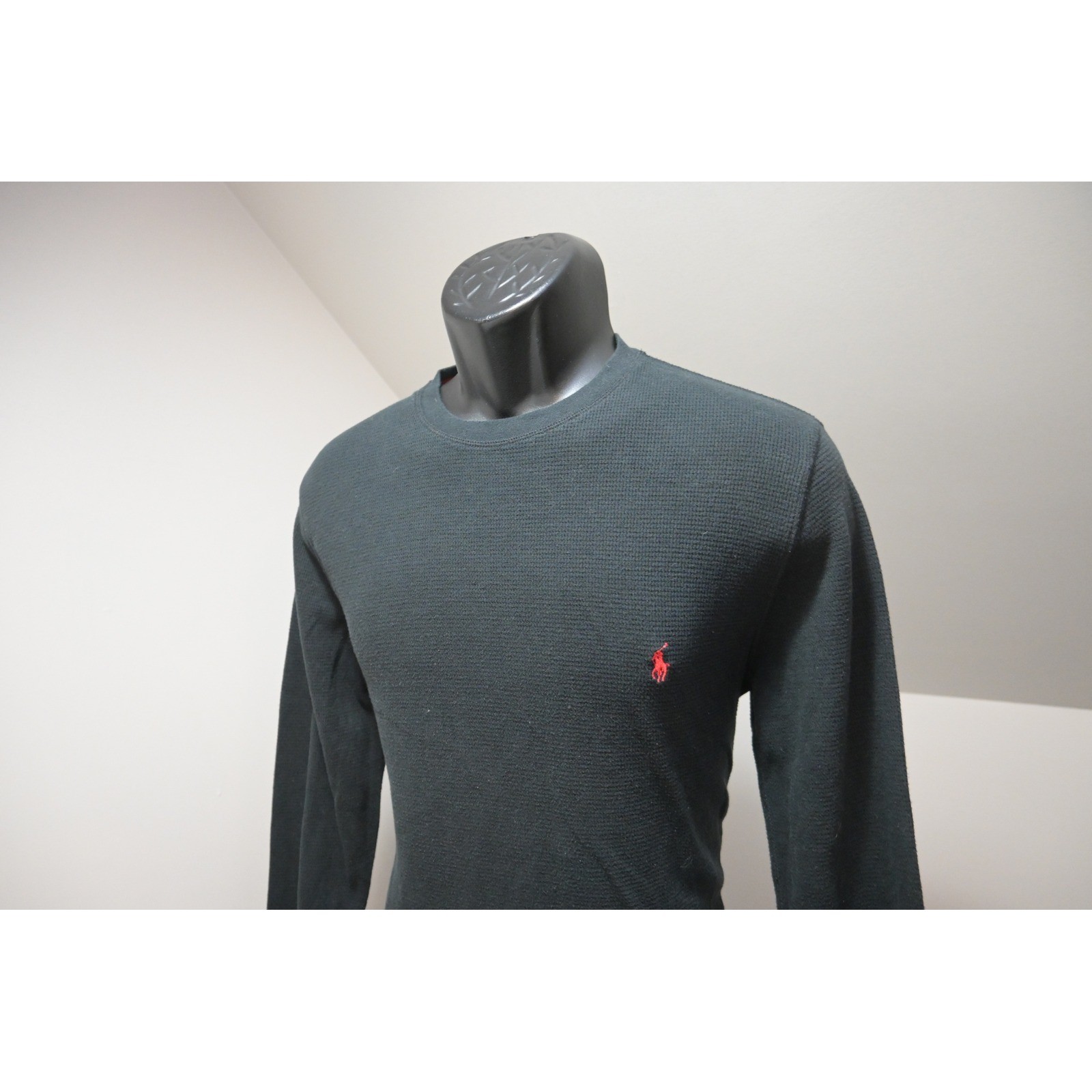 Polo Ralph Lauren Thermal Shirt Mens Medium Black Waffle Knit Pony Logo EUC gallery