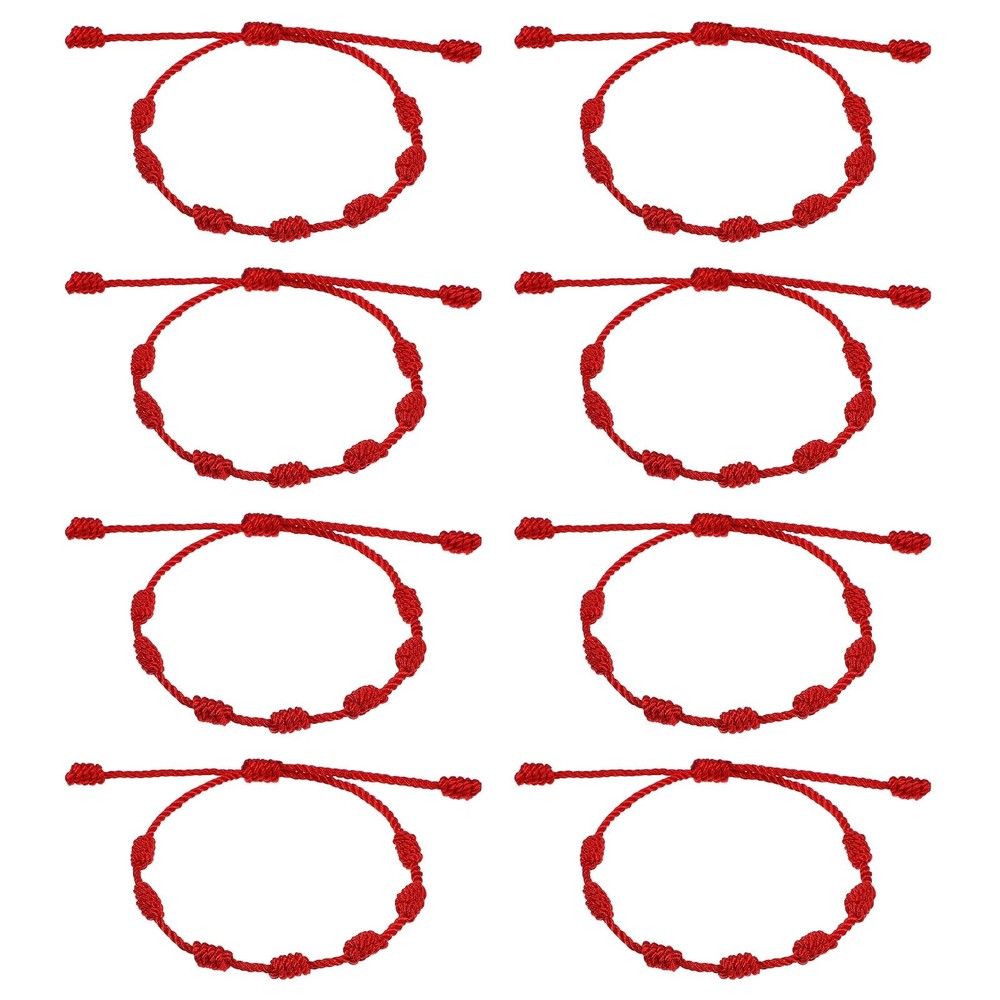 8 Pcs 7 Knot Red String Bracelets Red Rope Cord Handmade String Luck Bracelet