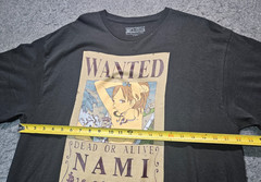 One Piece black Wanted dead or alive NAMI t-shirt men XL- NWOT w/minor defects