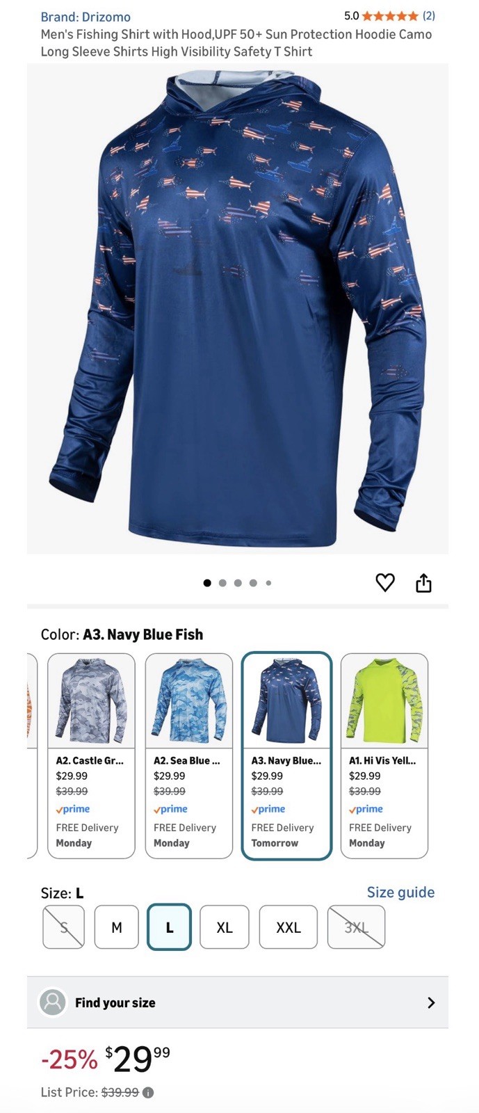 NEW 5 LOT Drizomo Fishing Swim UV Sun Protection UPF 50+ LS Shirt Hood 3XL XXXL gallery