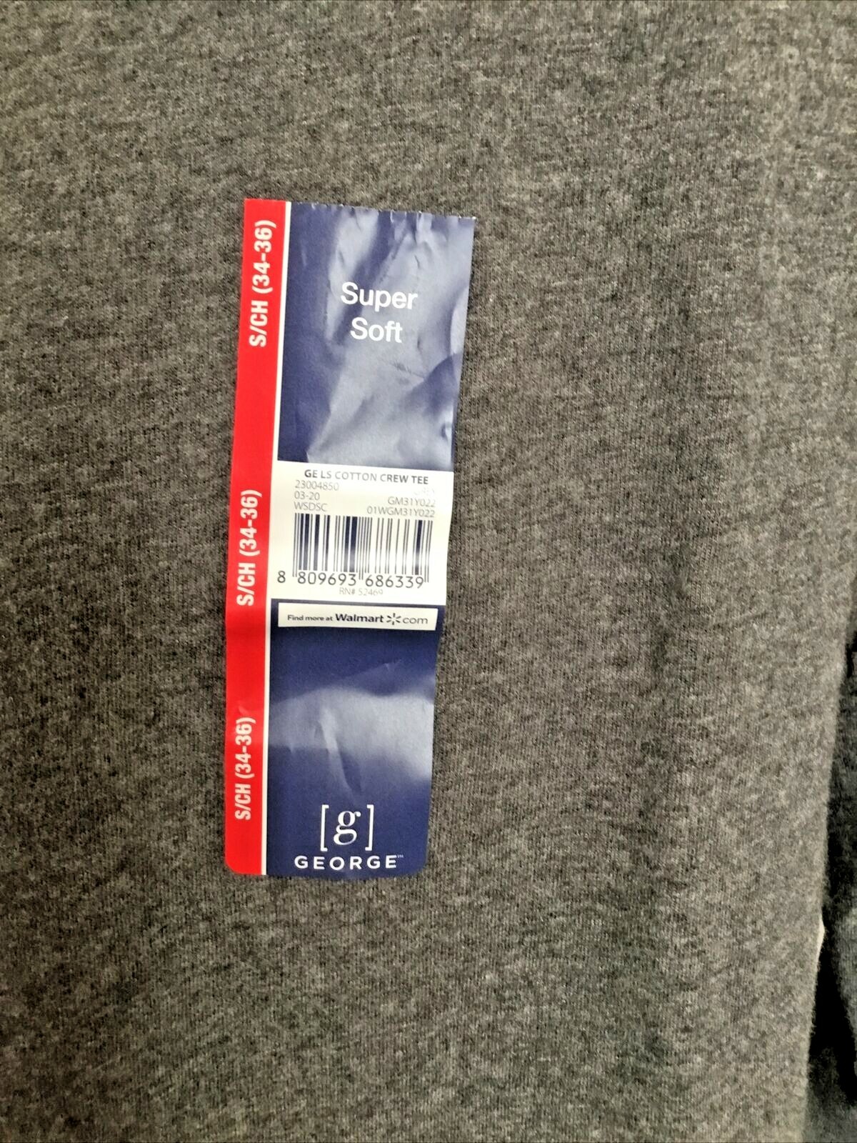 GEORGE SUPER SOFT GRAY LONG SLEEVE CREW NECK TEE SHIRT Sz S gallery