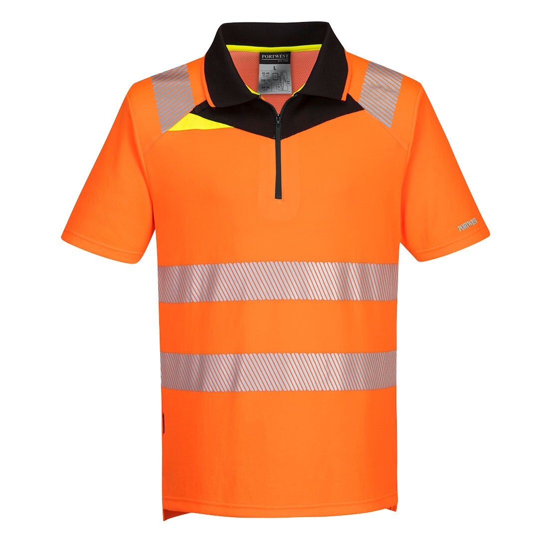 Portwest DX4 Hi Vis Zip Polo Shirt HighVisibility Breathable Safety Workwear Top gallery