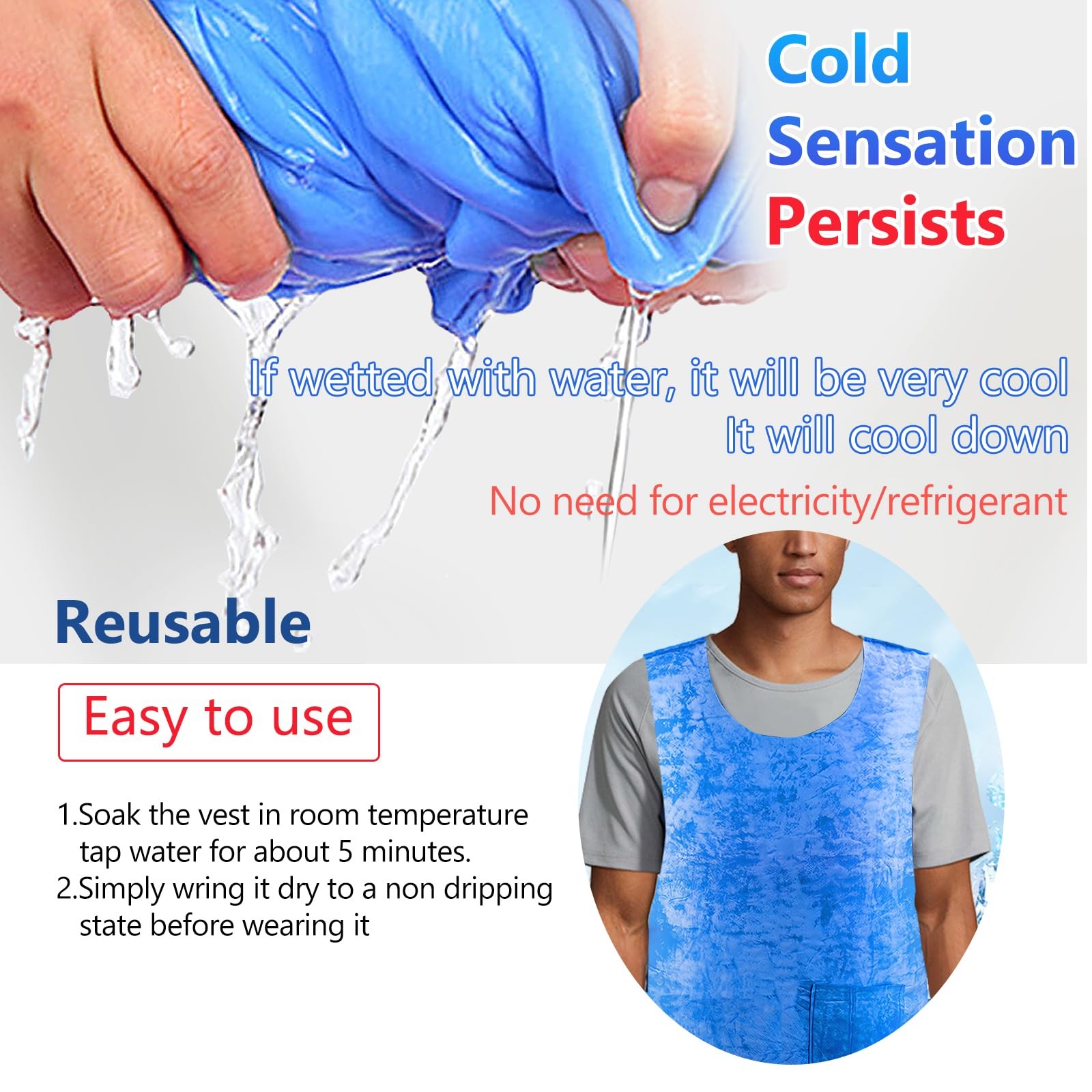 Cooling Ice Vest for Men Women Reusable, Lightweight & Sweat-Absorbent gallery