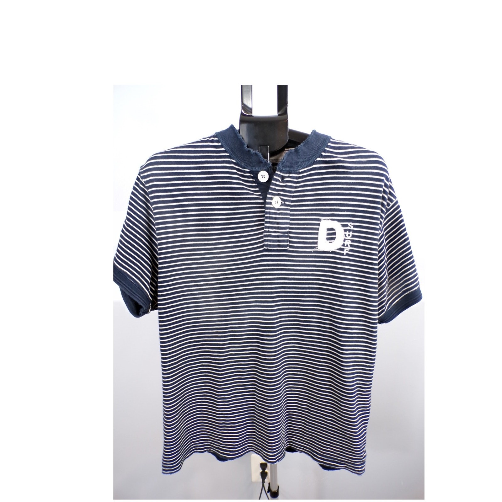 Ditch Plains Men’s Navy/White Striped Henley – XL