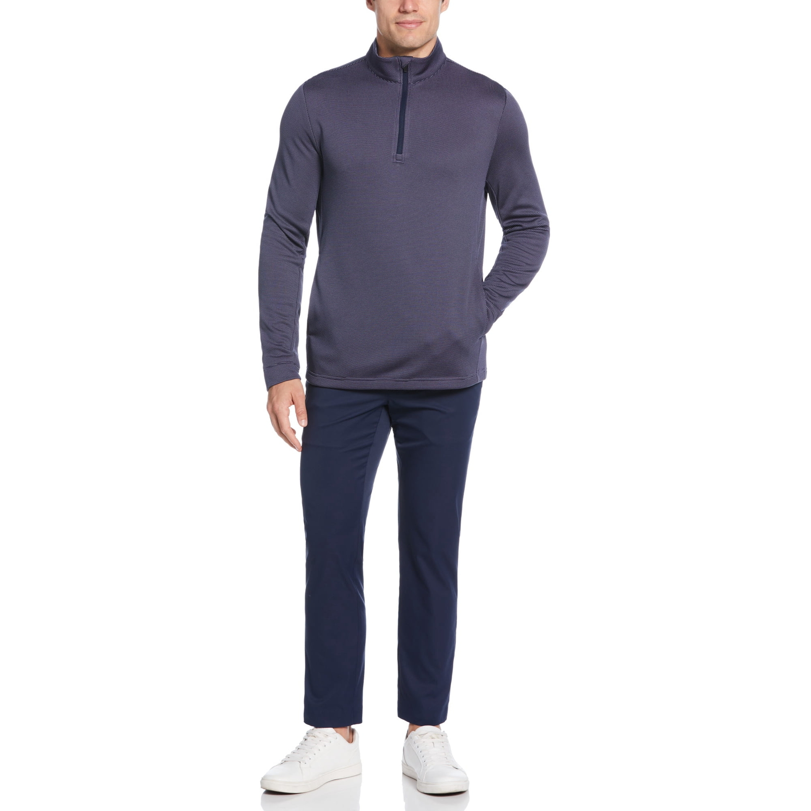 Ben Hogan Performance Men’s Blue Jacquard 1/4 Zip Long Sleeve Shirts: M-2XL gallery