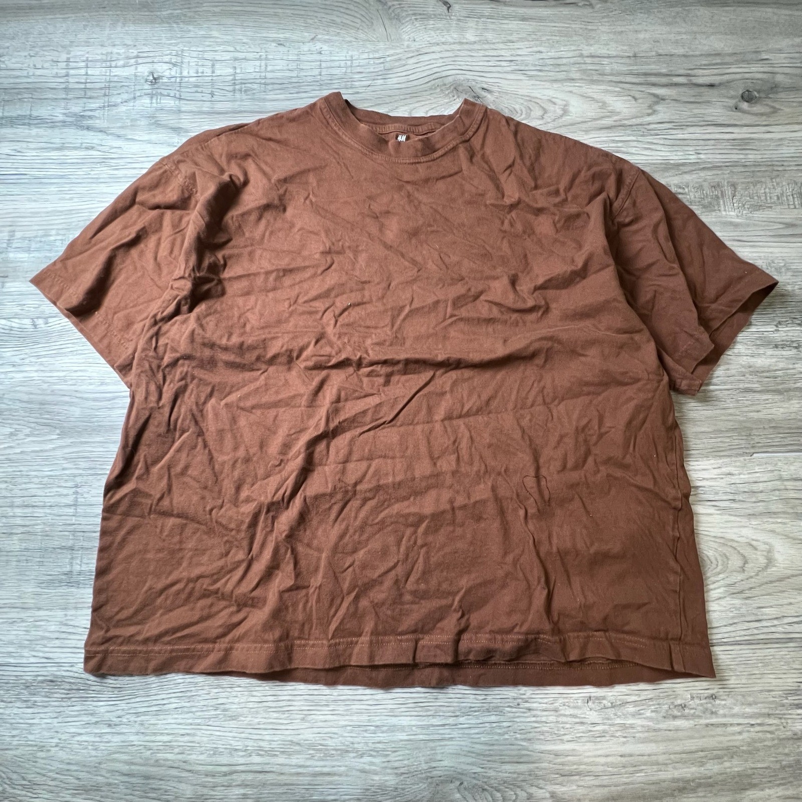 H&M T-Shirt Mens L Brown Oversized Fit Cotton Short Sleeve Crew Neck Streetwear gallery