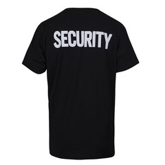 Men’s Security T-Shirt. Front and Back Printed. Black Security Shirt