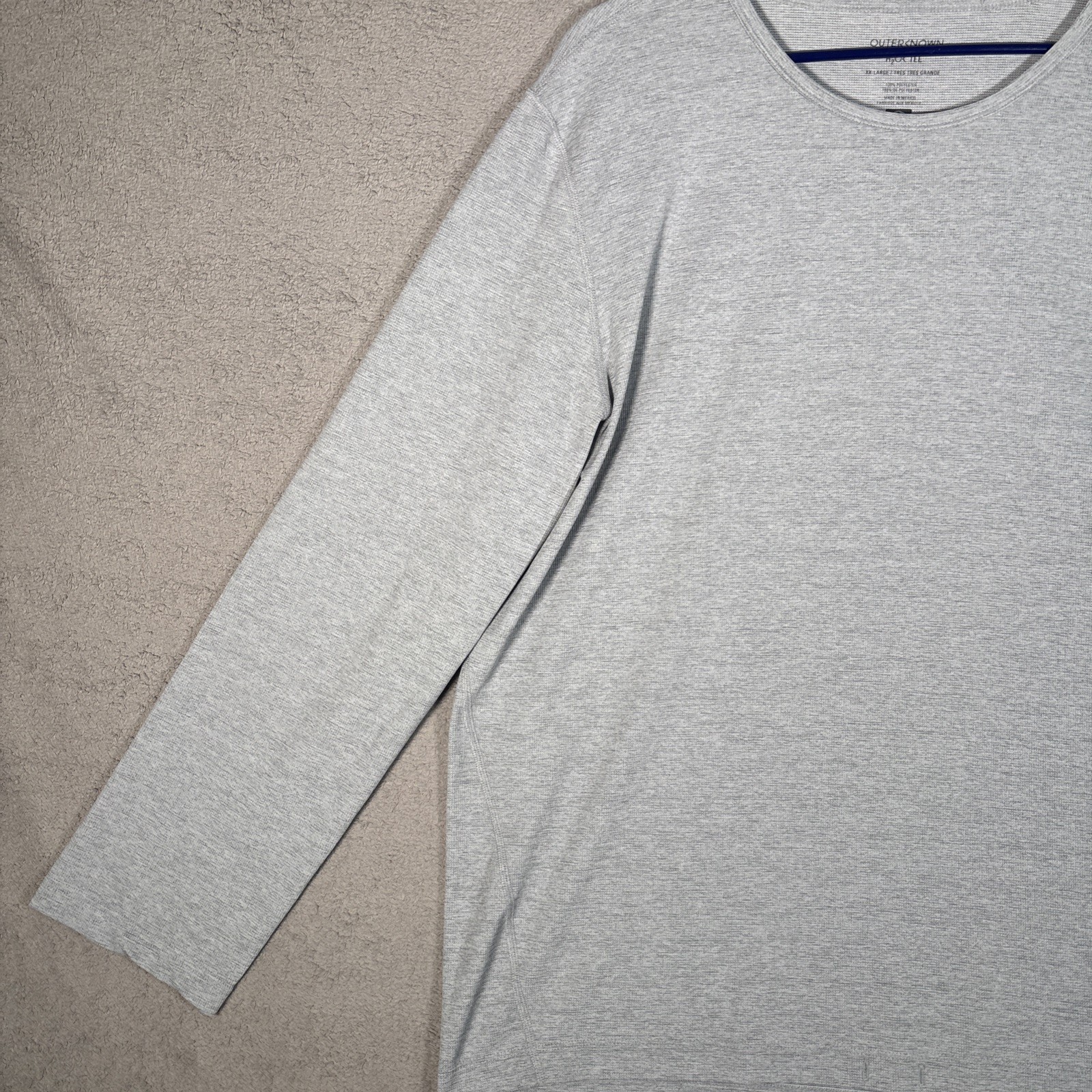 Outerknown H2OK Tee Shirt Mens Size 2XL Gray Waffle Textured Long Sleeve UPF 30+ gallery