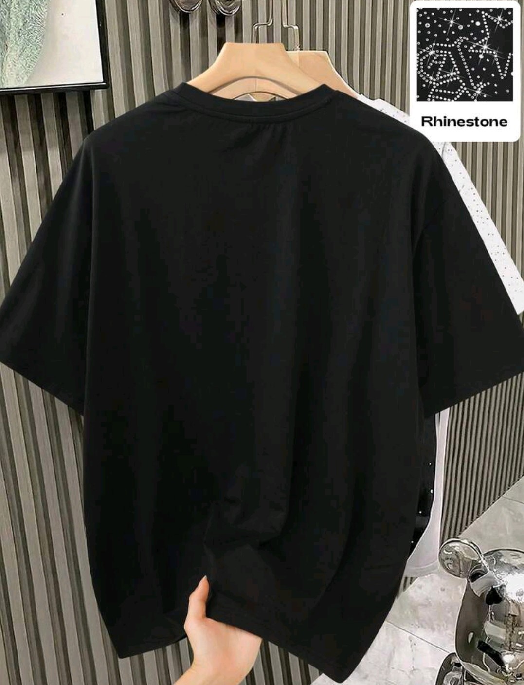 New Men Luxury Diamond Stars Rhinestones Fashion Black T-Shirt High Quality gallery