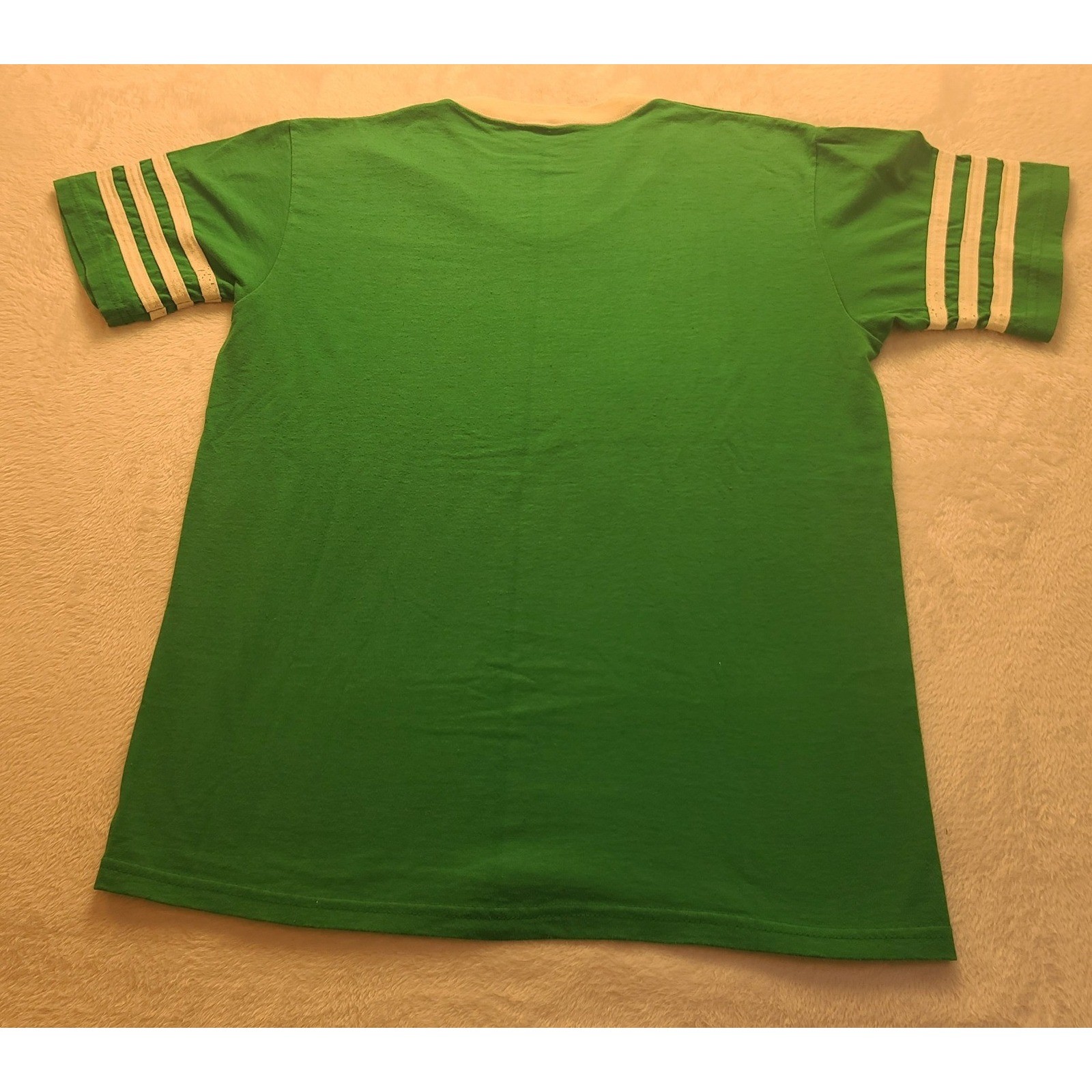 Vintage Leinenkugels Beer Green Ringer T-Shirt V-Neck Athletic Stripe Distressed gallery