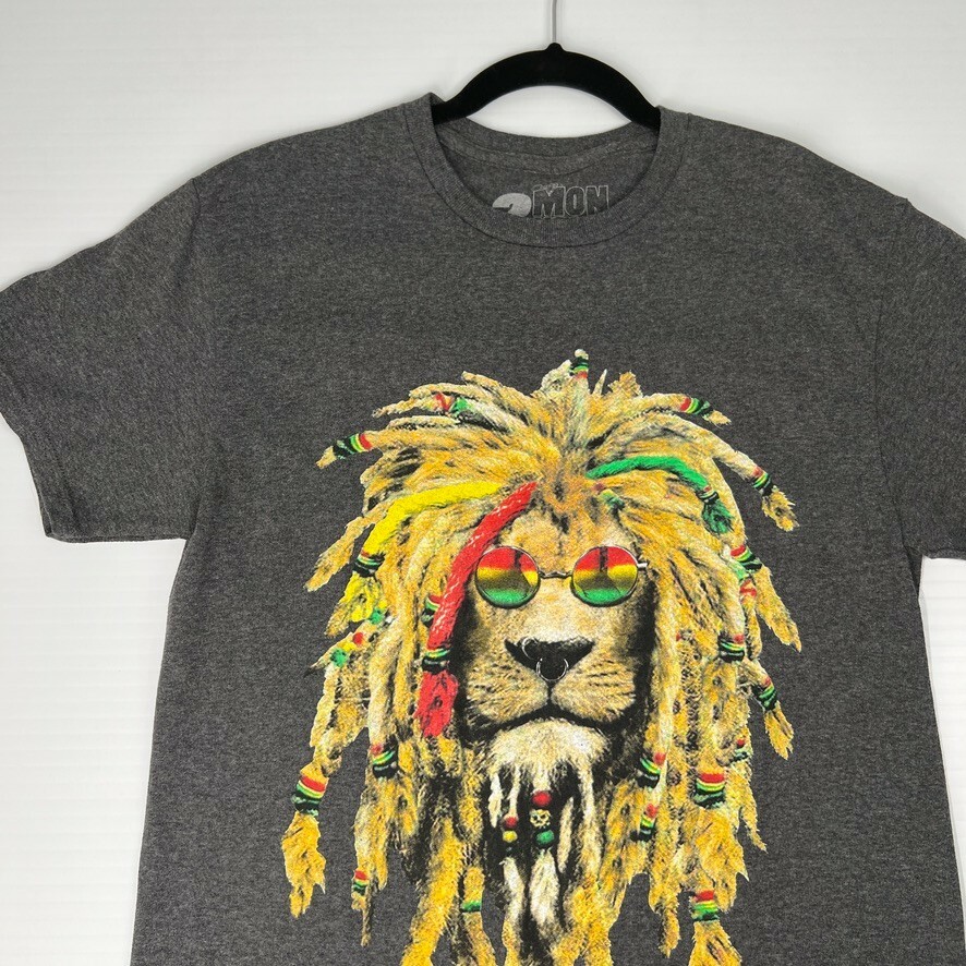 2 Monkeys Shirt Men Medium Reggae Lion Rasta Dread Sunglass Work Party Core Ex gallery
