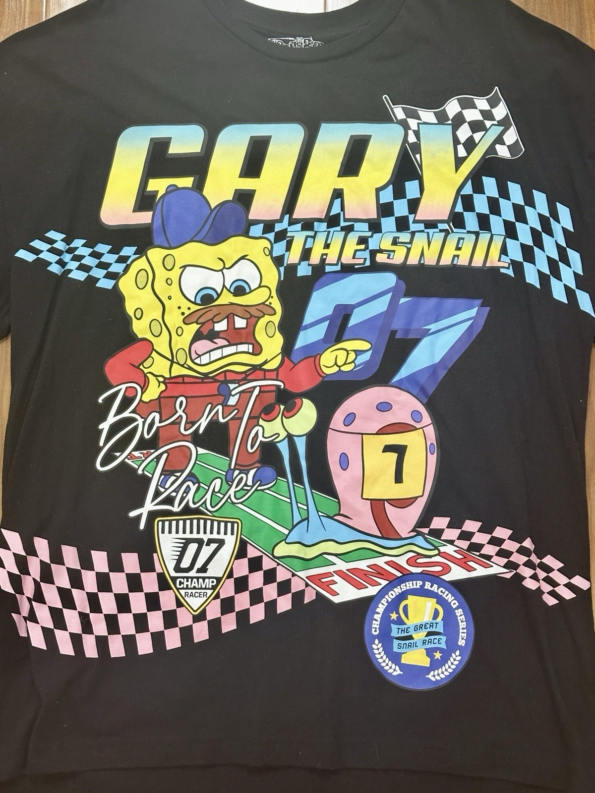 Sponge Bob Square Pants Gary the Snail Shirt Championship Racing 2-sided XLARGE gallery