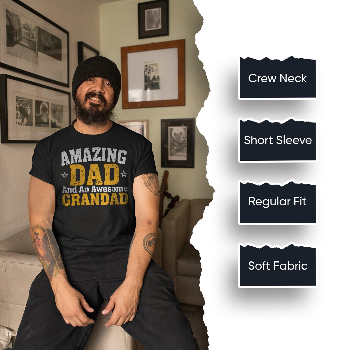 Men Amazing Dad Awesome Grandad Funny Fathers Day T-Shirt Tee Best Daddy Ever gallery