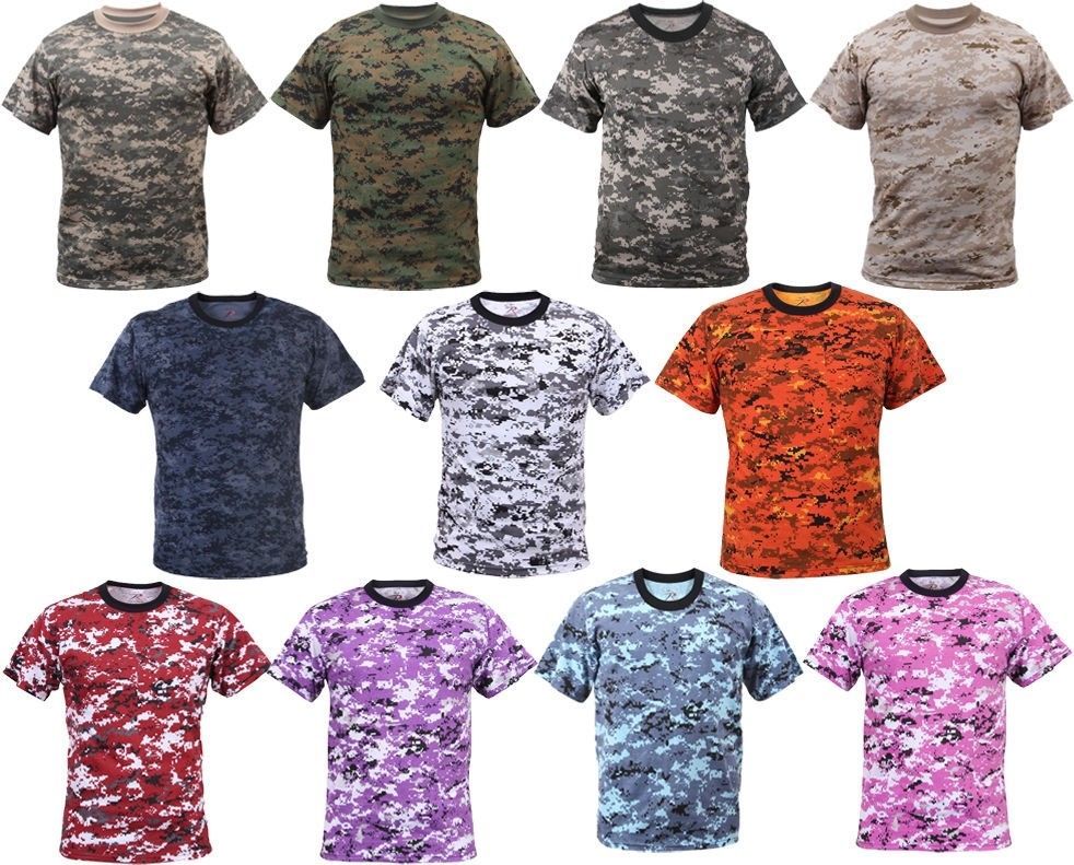 Digital Camo Tactical T-Shirt Camouflage Military Tee Short Sleeve Digital Army gallery