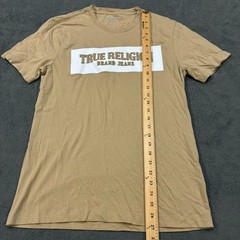 True Religion Beige Spell Out Logo Graphic Casual Streetwear T Shirt Mens Size S