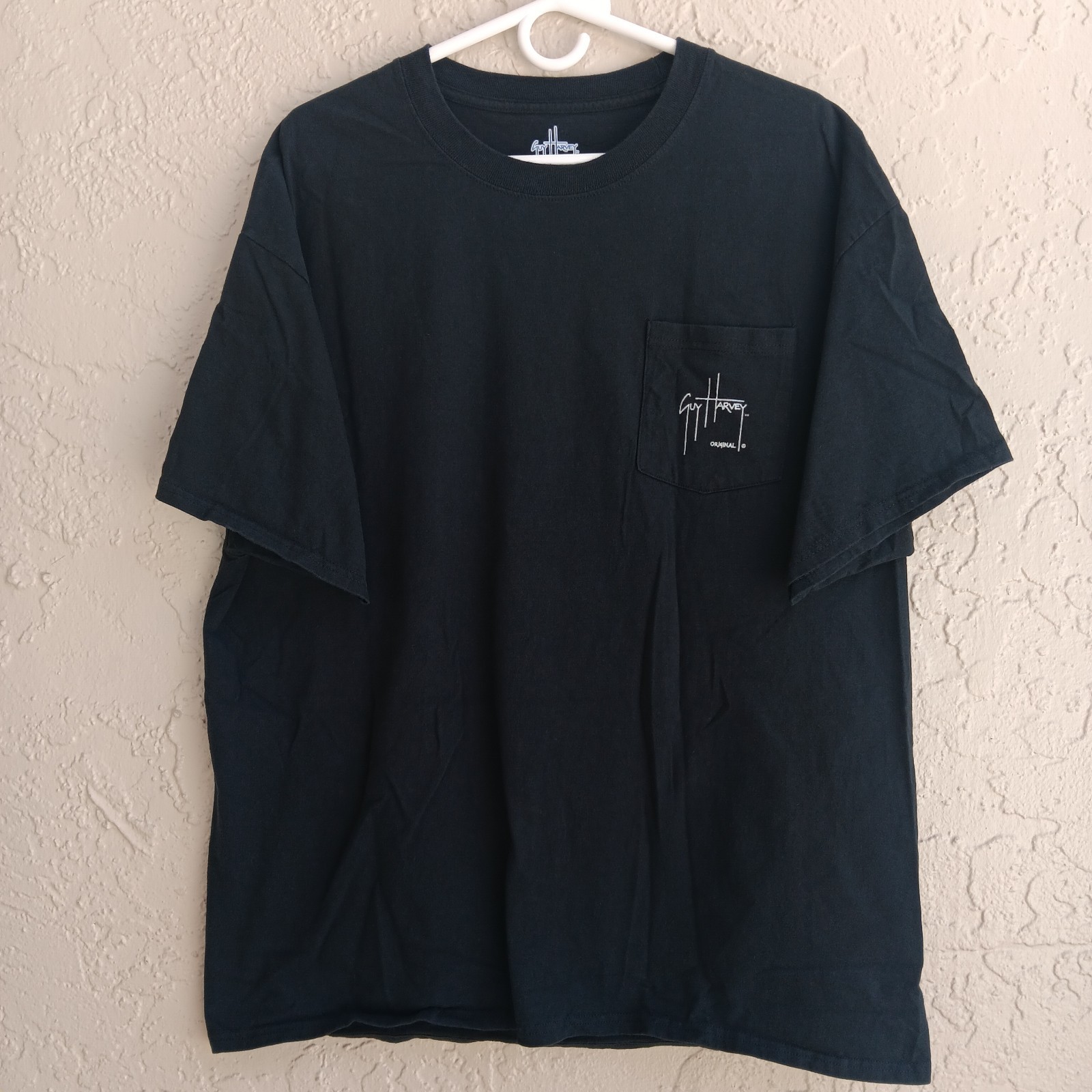Guy Harvey By AFTCO Bluewater T Shirt Mens Sz XL Graphic Logo Pocket Black Flaw gallery