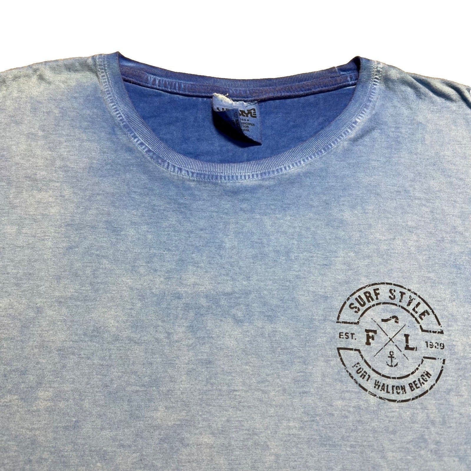 Surf Style Mens Blue Fort Walton Beach Graphic T Shirt Large Ringspun Cotton Tee gallery