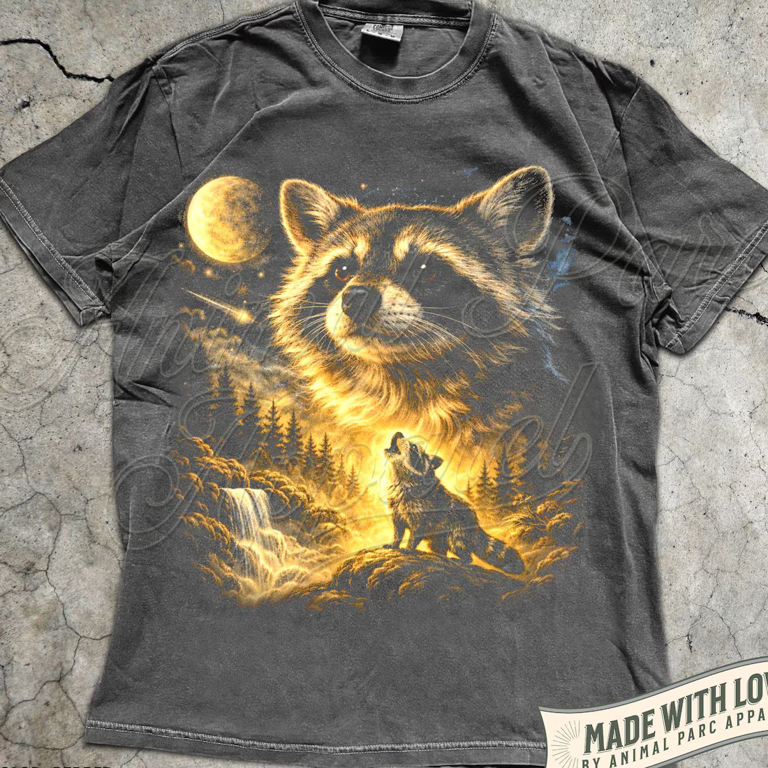 Raccoon Howling to The Moon T Shirt, Vintage Trash Panda Tee, 90s Animal gallery