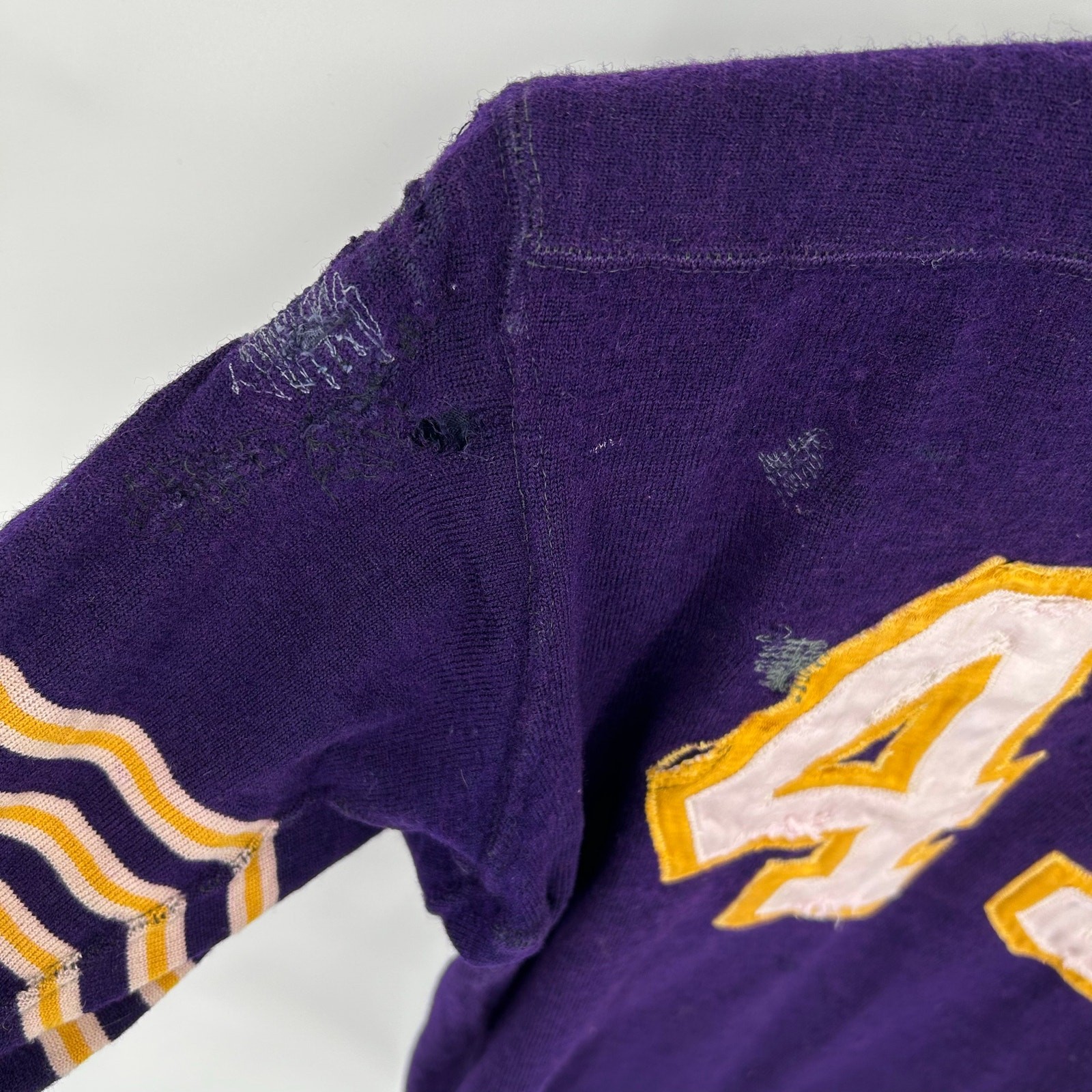 VTG 20s 30s Purple O'Shea Knitting Mills Wool Button Crotch Football Jersey 42 gallery