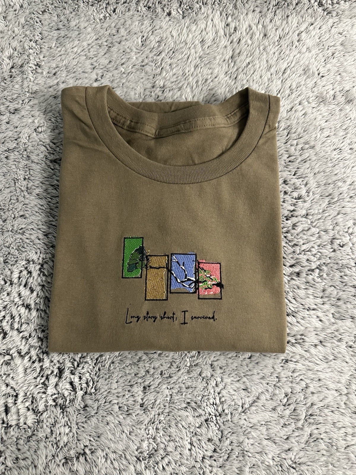 Nature Seasons Embroidered T-shirt Size L Brown Savana New with Tags Cotton Tee gallery