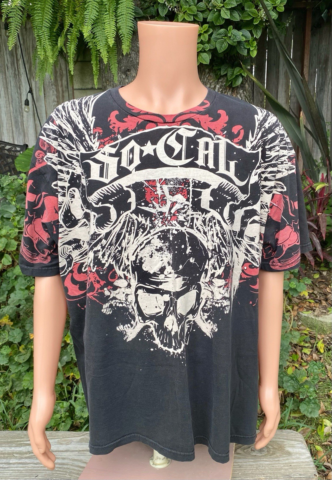Vintage No Fear Shirt Mens Skulls Wings Y2K All Over Print ( See Measurements) gallery