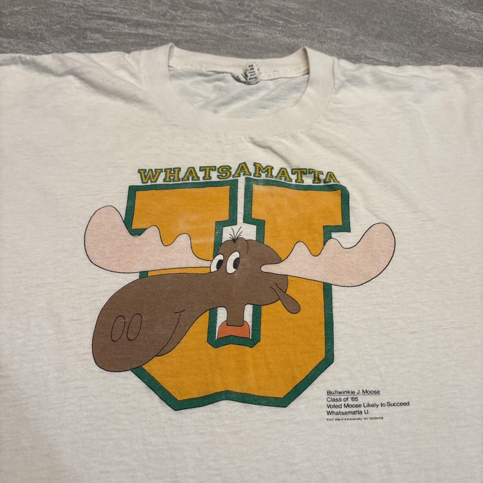 Vintage Bullwinkle Shirt Mens Large White Whatsamatta U Cartoon DeSantis 80s XL gallery