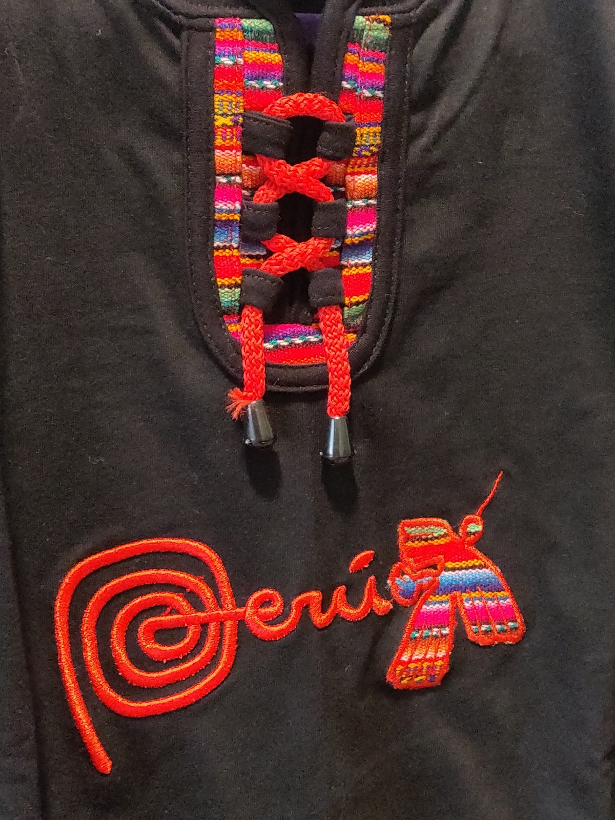 NWT Peru Souvenir Nazca Geoglyph Bird Shirt Lace Collar Peruvian Large gallery