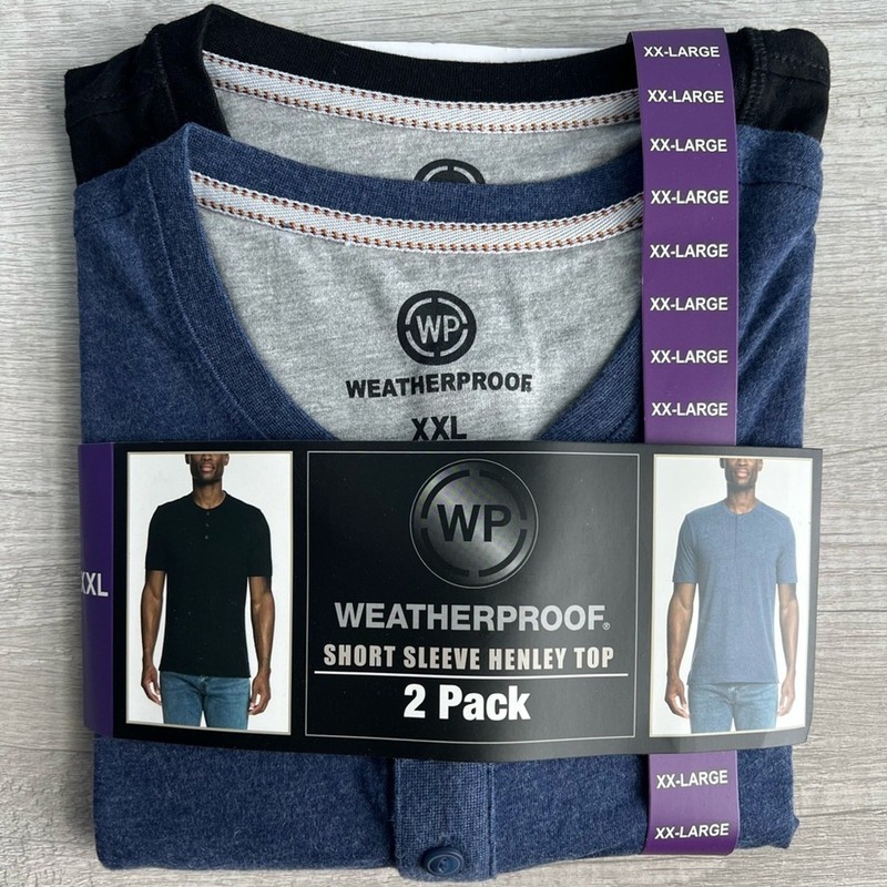 WP Weatherproof® Men’s 2 Pack Short Sleeve Henley Size XXL