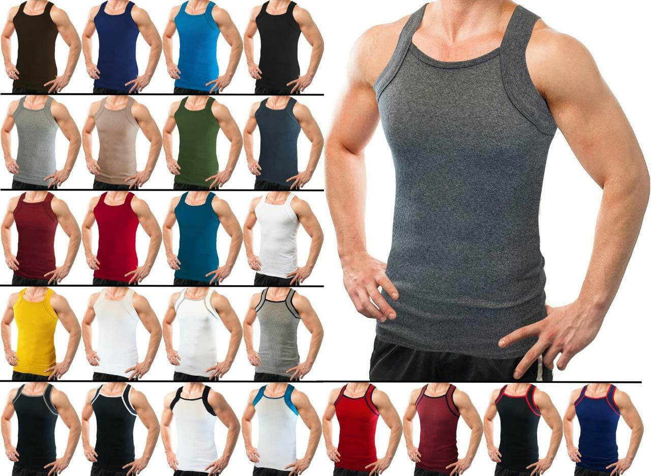 15 Pack Assorted Color Bulk Lot Men Square Tank Top A-shirts gallery