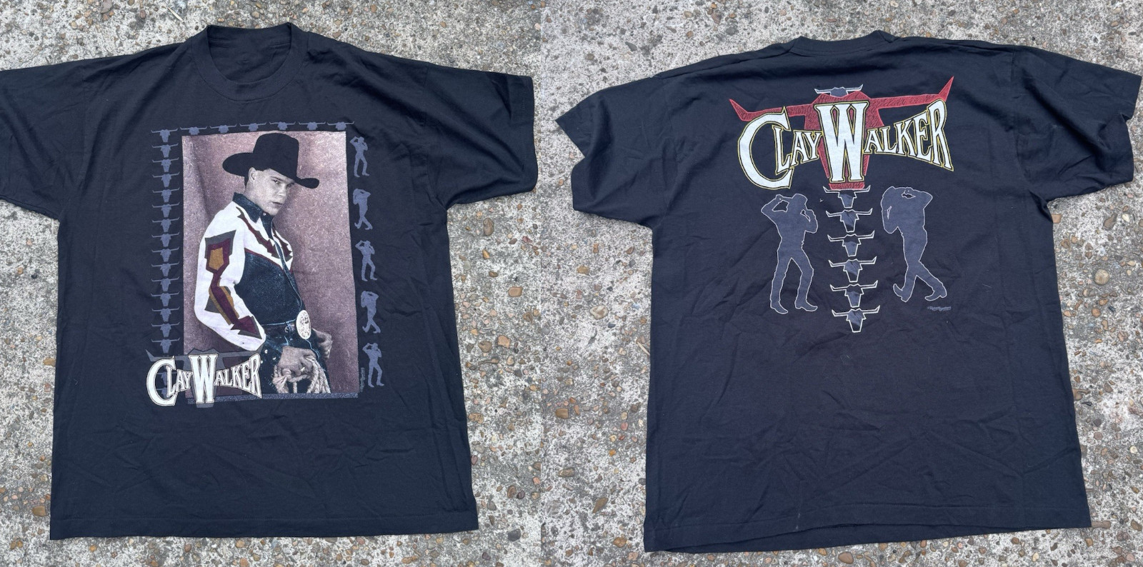 Vintage 90s Clay Walker Country Music Bull Band T-shirt BO2794