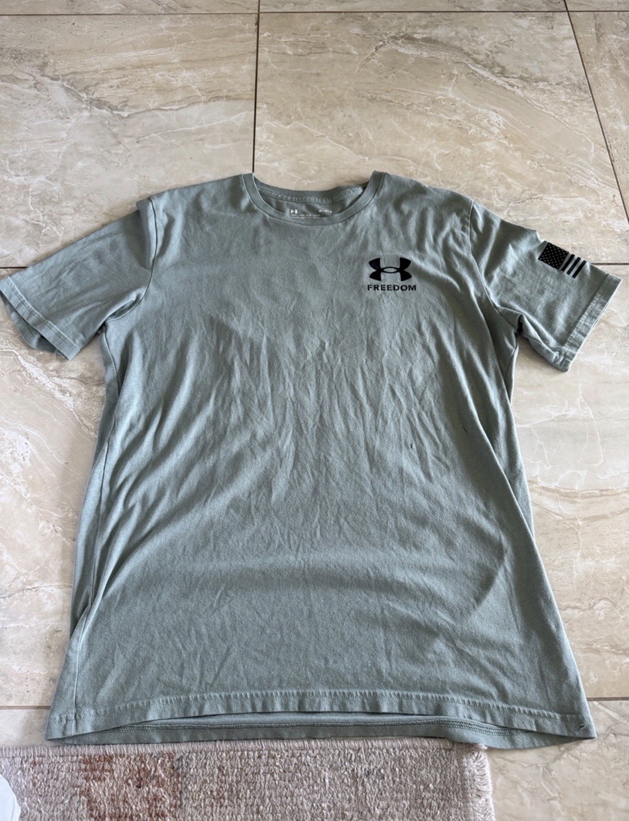 Under Armour Freedom Flag Graphic Loose Knit Cotton Crew Neck T-Shirt M Green